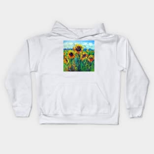 Sunflowers and the wind Kids Hoodie